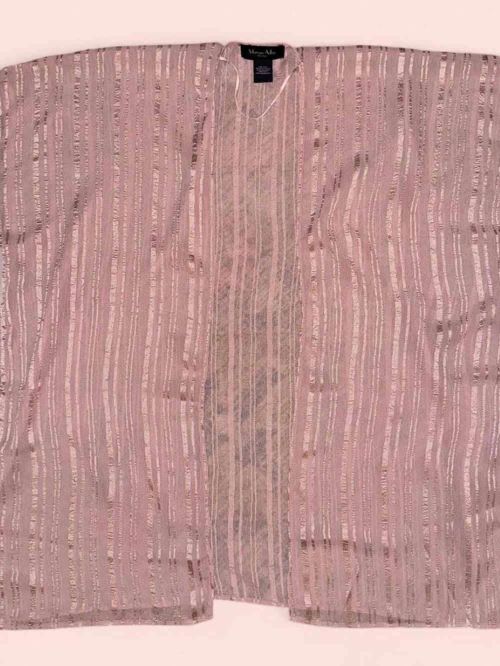 Marcus Adler Pink Sheer Striped Open Front Kimono One Size